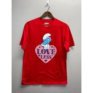 The Smurfs Shirt Loveless Love Less Red Graphic Tee Cartoon Medium